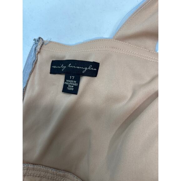 City Triangles Nude and sky blue jeweled halter top maxi Prom Dress. Size 17 - Picture 9 of 11